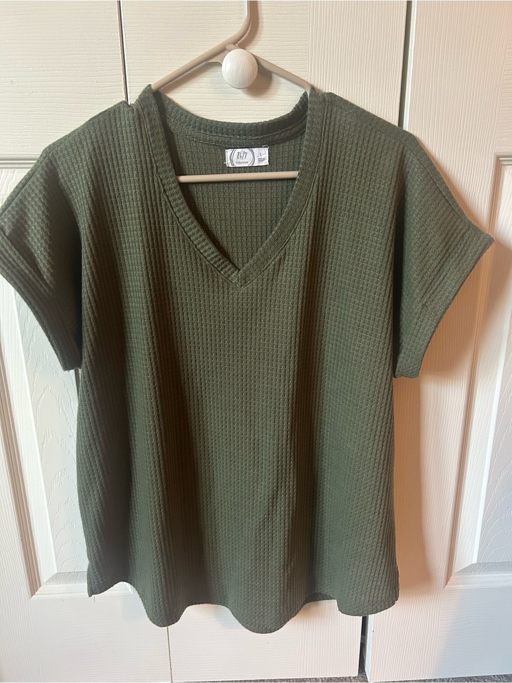 Maurice's Olive Green Waffle Knit V-Neck Top